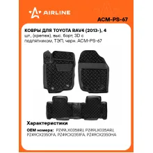 Коврики в машину для Toyota RAV4 (2013-) 4 шт, с бортиками AIRLINE ACM-PS-67 Коврики в машину для Toyota RAV4 (2013-) 4 шт, с бортиками AIRLINE ACM-PS-67
