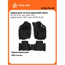 Коврики в машину для Toyota Vanguard (RHD) (07-13) 4 шт, с бортиками AIRLINE ACM-PS-69 Коврики в машину для Toyota Vanguard (RHD) (07-13) 4 шт, с бортиками AIRLINE ACM-PS-69