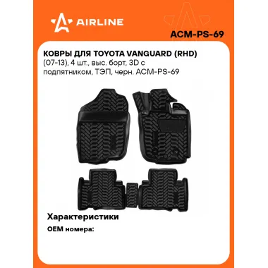 Коврики в машину для Toyota Vanguard (RHD) (07-13) 4 шт, с бортиками AIRLINE ACM-PS-69