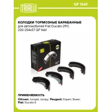 Колодки тормозные барабанные для автомобилей Fiat Ducato 290, 230 254х57 GF 1661 TRIALLI