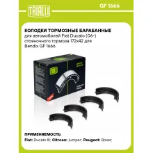 Колодки тормозные барабанные для автомобилей Fiat Ducato (06-) стояночного тормоза 172x42 для Bendix GF 1666 TRIALLI