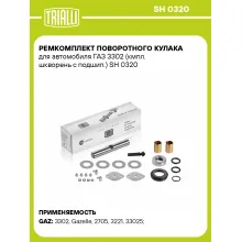 Ремкомплект поворотного кулака для автомобиля ГАЗ 3302 (кмпл. шкворень c подшип.) SH 0320 TRIALLI Ремкомплект поворотного кулака для автомобиля ГАЗ 3302 (кмпл. шкворень c подшип.) SH 0320 TRIALLI