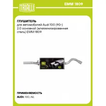 Глушитель для автомобилей Audi 100 (90-) 2.0 основной (алюминизированная сталь) EMM 1809 TRIALLI