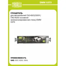 Глушитель для автомобилей ГАЗ 4301/3309 / ПАЗ 4230 основной (алюминизированная сталь) EMM 0373 TRIALLI