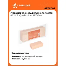Губка поролоновая крупнопористая (18*10*5см) набор 10 шт. ABTN009 AIRLINE
