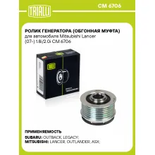 Ролик генератора (обгонная муфта) для автомобиля Mitsubishi Lancer (07-) 1.8i/2.0i CM 6706 TRIALLI Ролик генератора (обгонная муфта) для автомобиля Mitsubishi Lancer (07-) 1.8i/2.0i CM 6706 TRIALLI