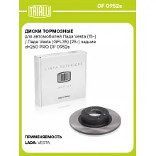 Диски тормозные для автомобилей Лада Vesta (15-) / Лада Vesta (GFL35) (25-) задние d=260 PRO DF 0952s TRIALLI