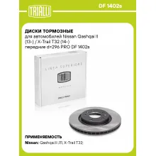 Диски тормозные для автомобилей Nissan Qashqai II (13-) / X-Trail T32 (14-) передние d=296 PRO DF 1402s TRIALLI