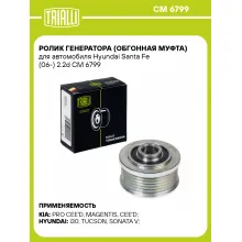 Ролик генератора (обгонная муфта) для автомобиля Hyundai Santa Fe (06-) 2.2d CM 6799 TRIALLI Ролик генератора (обгонная муфта) для автомобиля Hyundai Santa Fe (06-) 2.2d CM 6799 TRIALLI