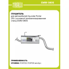 Глушитель для автомобилей Hyundai Porter (93-) основной (алюминизированная сталь) EMM 0805 TRIALLI