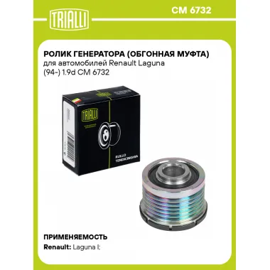 Ролик генератора (обгонная муфта) для автомобилей Renault Laguna (94-) 1.9d CM 6732 TRIALLI