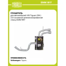 Глушитель для автомобилей VW Tiguan (08-) 2.0i основной (алюминизированная сталь) EMM 1817 TRIALLI