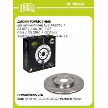 Диск тормозной для автомобилей Audi / Porsche Macan 14 задний d 330 TRIALLI DF 180135