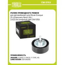 Ролик приводного ремня для автомобилей Land Rover Evoque (11-)/Discovery Sport (14-) 2.0i/2.0d (опорный) d65 CM 5753 TRIALLI