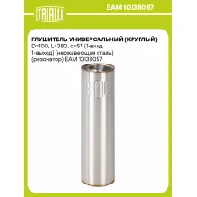 Глушитель универсальный (круглый) D=100, L=380, d=57 (1-вход 1-выход) (нержавеющая сталь) (резонатор) EAM 10I38057 TRIALLI