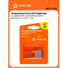 Предохранитель картриджный штыревой 90C (22x15x45мм) 30А в блистере 1 шт. AFU-T-02 AIRLINE Предохранитель картриджный штыревой 90C (22x15x45мм) 30А в блистере 1 шт. AFU-T-02 AIRLINE
