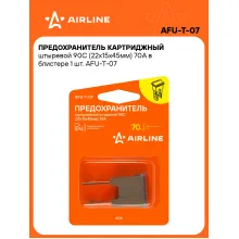 Предохранитель картриджный штыревой 90C (22x15x45мм) 70А в блистере 1 шт. AFU-T-07 AIRLINE Предохранитель картриджный штыревой 90C (22x15x45мм) 70А в блистере 1 шт. AFU-T-07 AIRLINE