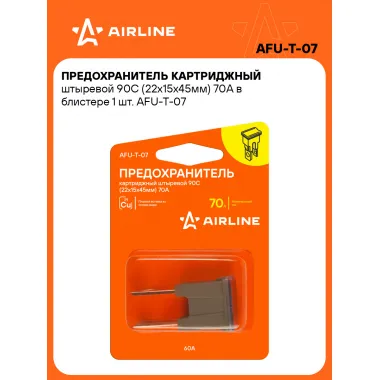 Предохранитель картриджный штыревой 90C (22x15x45мм) 70А в блистере 1 шт. AFU-T-07 AIRLINE