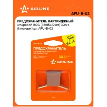 Предохранитель картриджный штыревой 180С (48x15x22мм) 30А в блистере 1 шт. AFU-B-02 AIRLINE Предохранитель картриджный штыревой 180С (48x15x22мм) 30А в блистере 1 шт. AFU-B-02 AIRLINE