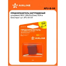 Предохранитель картриджный штыревой 180С (48x15x22мм) 50А в блистере 1 шт. AFU-B-04 AIRLINE Предохранитель картриджный штыревой 180С (48x15x22мм) 50А в блистере 1 шт. AFU-B-04 AIRLINE