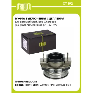 Муфта выключения сцепления для автомобилей Jeep Cherokee (86-)/Grand Cherokee (91-) CT 192 TRIALLI