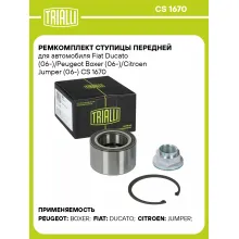 Ремкомплект ступицы передней для автомобиля Fiat Ducato (06-)/Peugeot Boxer (06-)/Citroen Jumper (06-) CS 1670 TRIALLI Ремкомплект ступицы передней для автомобиля Fiat Ducato (06-)/Peugeot Boxer (06-)/Citroen Jumper (06-) CS 1670 TRIALLI