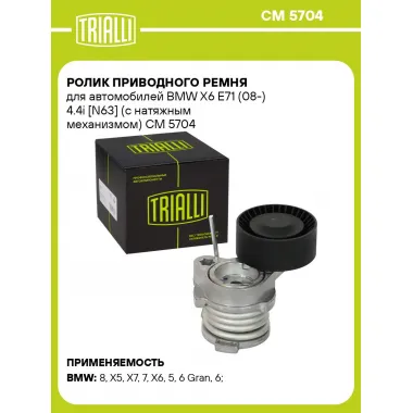 Ролик приводного ремня для автомобилей BMW X6 E71 (08-) 4.4i [N63] (с натяжным механизмом) CM 5704 TRIALLI