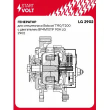 Генератор для спецтехники Bobcat T190/T200 с двигателем BF4M1011F 90A LG 2902 StartVolt
