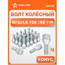Болт колесный M12x1,5x26x52, конус, ключ 19, дакромет для а/м Nissan ABLT013 AIRLINE Болт колесный M12x1,5x26x52, конус, ключ 19, дакромет для а/м Nissan ABLT013 AIRLINE