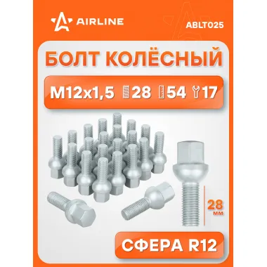 Болт колесный M12x1,5x28x54, сфера R12, ключ 17, дакромет для а/м Mercedes ABLT025 AIRLINE