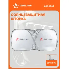 Шторка солнцезащит.(экран) 80*150см на лоб.стекло, складн.,c крепл.на зеркало, черн./сер. ADSS009 AIRLINE