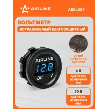 Вольтметр автомобильный цифровой 12/24 В влагозащищенный AIRLINE AEAL004