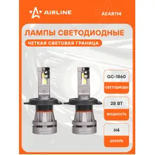 Лампы светодиодные 2 шт для рефлекторной/линзованной оптики 12/24 В, 28 Вт, H4, 3000 К, 5000 Лм AIRLINE AEAR114