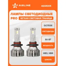 Лампа светодиодная 2 шт PRO 12/24В, 50 Вт, HB3/HB4, 6000 К, 9200 Лм AIRLINE AEAR205