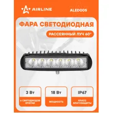 Фара светодиодная прямоугольная, 6 LED рассеянный свет, 157х42х40 мм 18 Вт 12/24 В AIRLINE ALED005 Фара светодиодная прямоугольная, 6 LED рассеянный свет, 157х42х40 мм 18 Вт 12/24 В AIRLINE ALED005