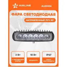 Фара светодиодная прямоугольная, 6 LED направленный свет, 157х42х40 мм 18 Вт 12/24 В AIRLINE ALED006 Фара светодиодная прямоугольная, 6 LED направленный свет, 157х42х40 мм 18 Вт 12/24 В AIRLINE ALED006