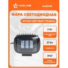 Фара светодиодная прямоугольная, четкая световая граница, 120х126х65 мм 27 Вт 12/24 В AIRLINE ALED014 Фара светодиодная прямоугольная, четкая световая граница, 120х126х65 мм 27 Вт 12/24 В AIRLINE ALED014