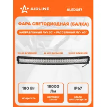 Балка светодиодная на автомобиль двухрядная, LED комбинированный свет, SHCHNOST_VT# 12/24 В AIRLINE ALED057