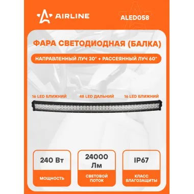 Балка светодиодная на автомобиль двухрядная, LED комбинированный свет, SHCHNOST_VT# 12/24 В AIRLINE ALED058