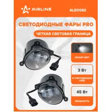 Фары светодиодные комплект 2 шт. с регулируемой световой границей, Белый, 12/24 В AIRLINE ALED082