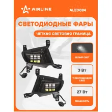 Фары светодиодные комплект 2 шт. с четкой световой границей, Белый, с рамкой AIRLINE ALED084