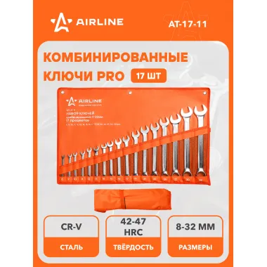 Набор ключей комбинированных рожковых/накидных PRO 8,9,10,11,12,13,14,15,16,17,19,21,22,24,27,30,32мм в сумке AIRLINE
