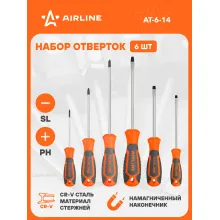 Набор отверток 6 шт крестовые и прямые AIRLINE AT-6-14