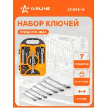 Набор ключей комбинированных рожковых/с трещоткой PRO 8,10,12,13,14,17,19мм в держателе AIRLINE AT-RRS-16 Набор ключей комбинированных рожковых/с трещоткой PRO 8,10,12,13,14,17,19мм в держателе AIRLINE AT-RRS-16
