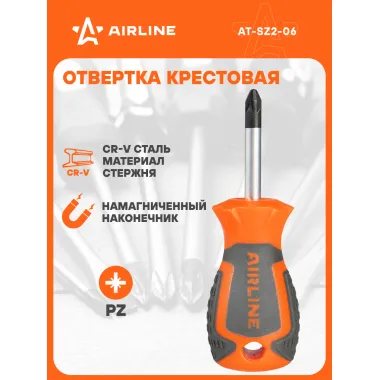 Отвертка крестовая PZ2х38мм, магнитный наконечник AT-SZ2-06 AIRLINE