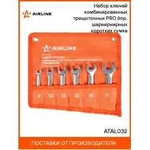 Набор ключей с трещоткой шарнирный рожковый 8,10,12,13,14,17мм комбинированный PRO короткий AIRLINE ATAL032 Набор ключей с трещоткой шарнирный рожковый 8,10,12,13,14,17мм комбинированный PRO короткий AIRLINE ATAL032