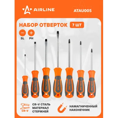 Набор отверток 7 шт крестовые и прямые AIRLINE ATAU005