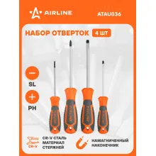 Набор отверток 4 шт крестовые и прямые AIRLINE ATAU036