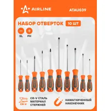 Набор отверток 10 шт крестовые и прямые AIRLINE ATAU039