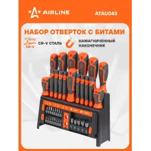 Набор отвёрток, бит и головок 39 пр. в подставке (SL, PH, PZ, HEX, TORX) блистер ATAU043 AIRLINE Набор отвёрток, бит и головок 39 пр. в подставке (SL, PH, PZ, HEX, TORX) блистер ATAU043 AIRLINE